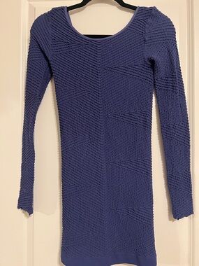BCBGeneration Textured Long Sleeve Mini Dress in Blue